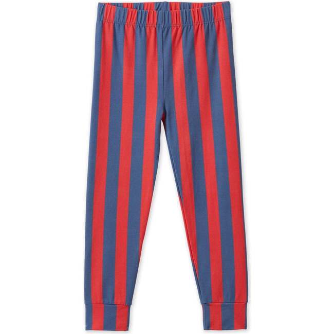 Striped Tencel Leggings, Blue/Red Stripe - Leggings - 3