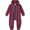 Striped Organic Cotton Jumpsuit, Red/Blue Stripe - Rompers - 1 - thumbnail