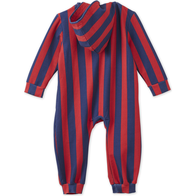 Striped Organic Cotton Jumpsuit, Red/Blue Stripe - Rompers - 2