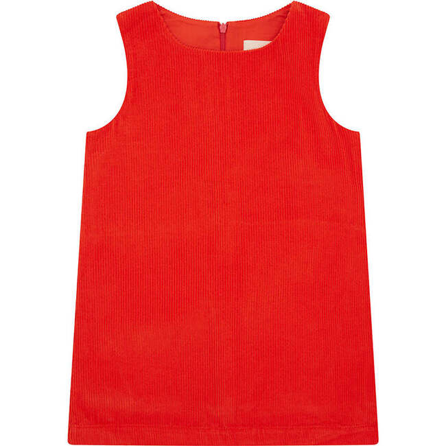 Organic Cotton Corduroy Dress, Dark Coral - Dresses - 4