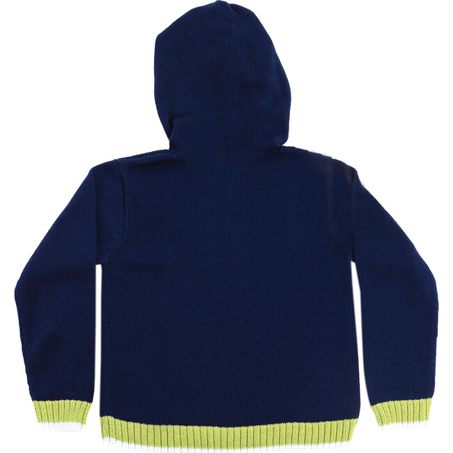Embroidered Sweater with Hoodie "Let's Reconnect with Nature", NavyBlue - Sweaters - 2