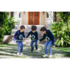 Embroidered Sweater with Hoodie "Let's Reconnect with Nature", NavyBlue - Sweaters - 3
