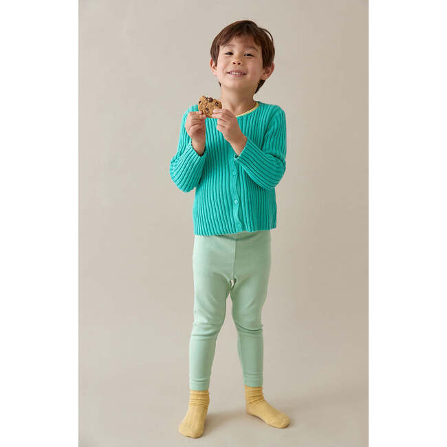 Round Neck Rib Cardigan, Mint - Cardigans - 2