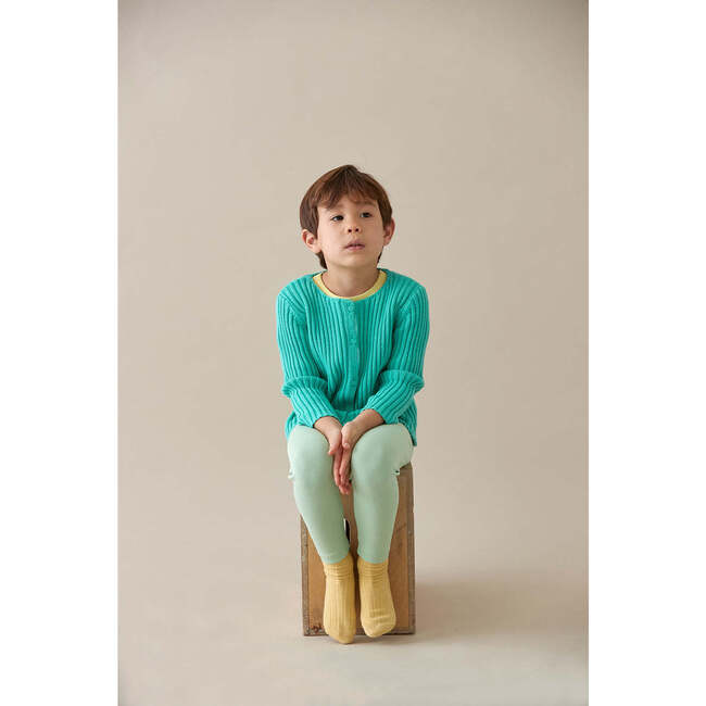 Round Neck Rib Cardigan, Mint - Cardigans - 5