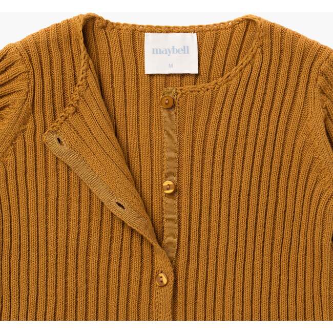Round Neck Rib Cardigan, Brown - Cardigans - 5