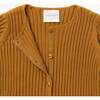 Round Neck Rib Cardigan, Brown - Cardigans - 5