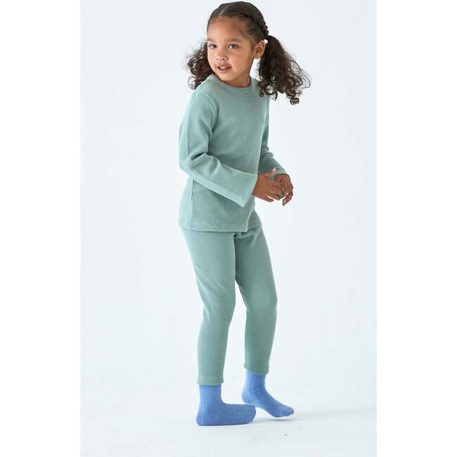 Waffle Long Sleeve 2-Piece Sets, Sage - Mixed Apparel Set - 2