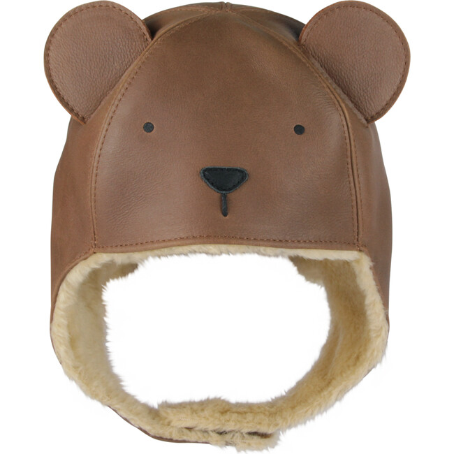 Kapi Classic Bear Leather Hat, Cognac