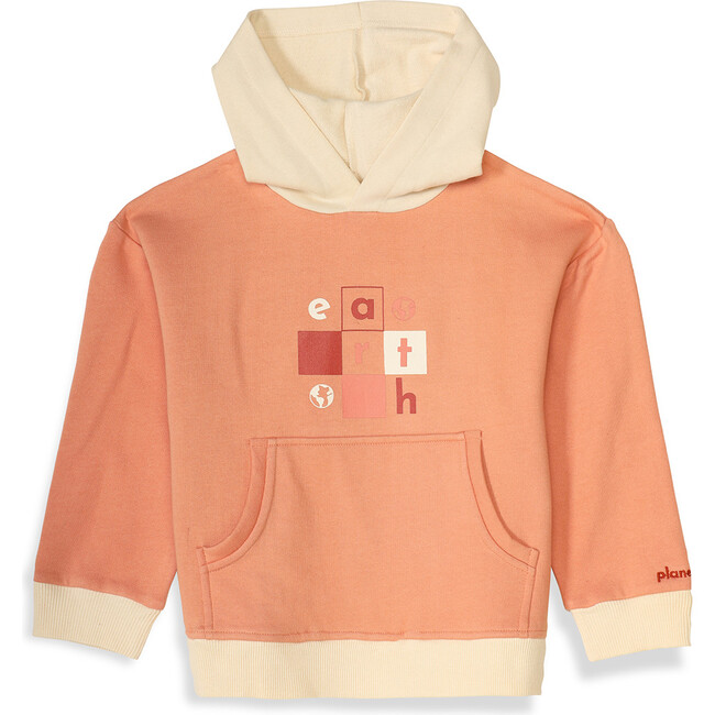 Planet First Colour Blocked Earth Hoodie, Dusty Pink