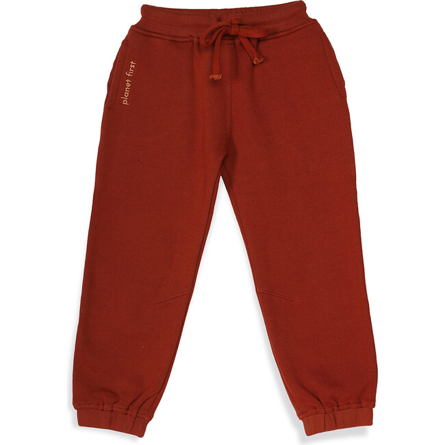 Planet First Cotton Fleece Joggers, Brick Red
