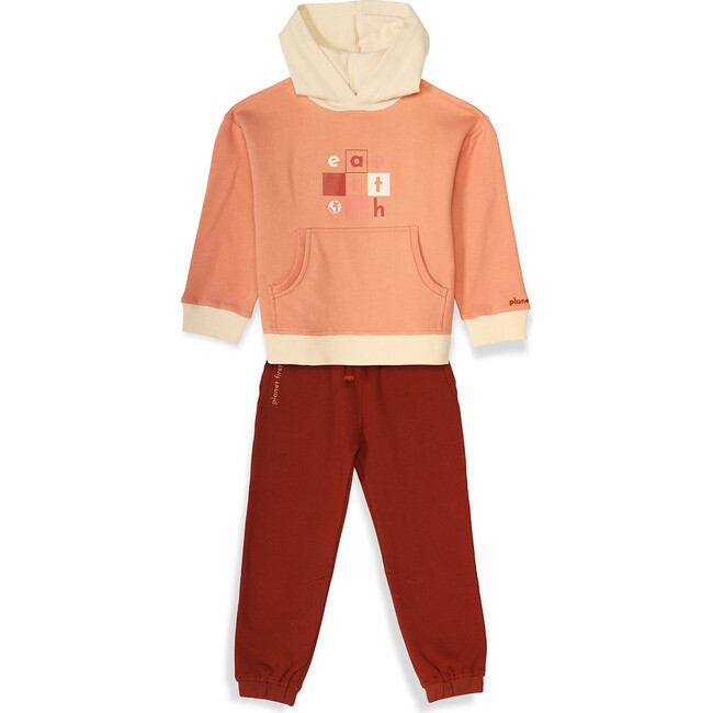 Planet First For the Earth Joggers Set, Dusty Pink And Red