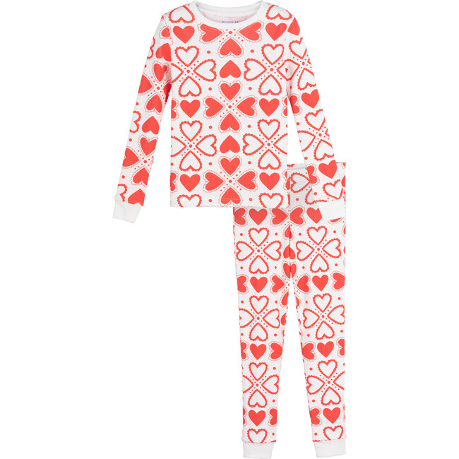 Taylor Pajama Set, Vintage Red Hearts