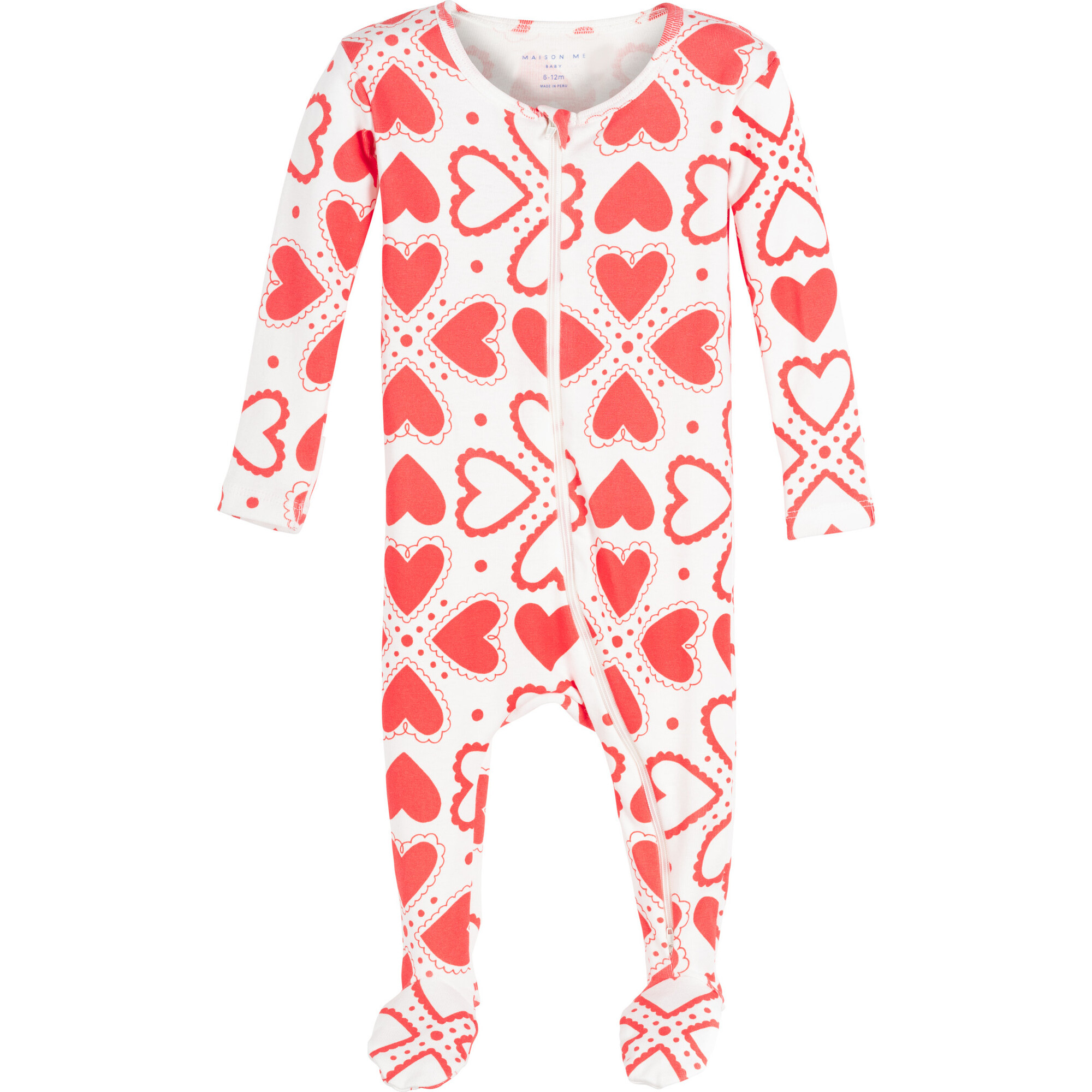 Baby Sawyer Pajamas, Vintage Red Hearts - Pajamas - 1