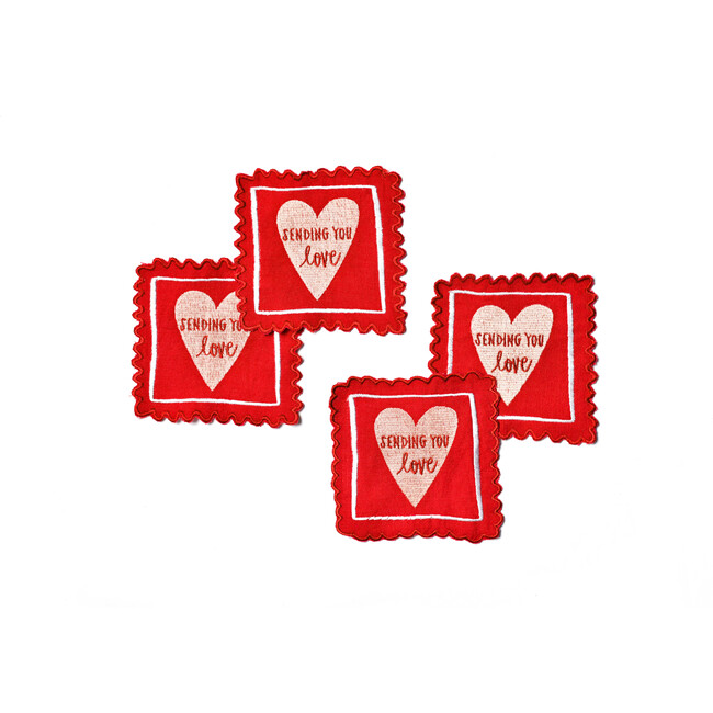 Stamp of Love Cocktail Napkins Set of 4 - Tabletop - 3