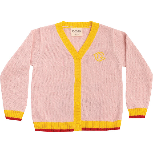 Embroidered Cardigan Sweater "Spread the Love", Pink - Sweaters - 1