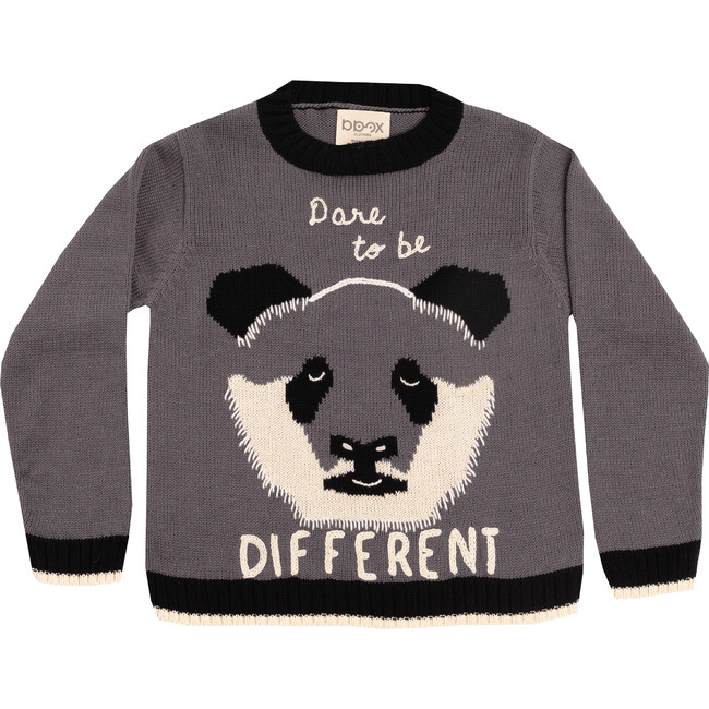 Embroidered Sweater "Dare to be Different" , Grey