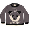 Embroidered Sweater "Dare to be Different" , Grey - Sweaters - 1 - thumbnail