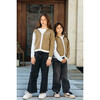 Embroidered Cardigan Sweater with Hoodie "The World is your World", Light Brown - Sweaters - 4