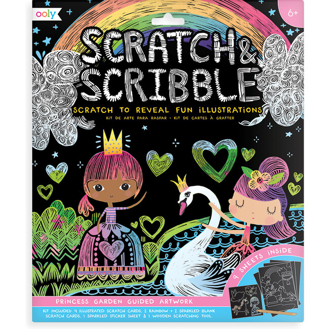 Scratch & Scribble Art Kit, Princess Garden (Set of 10)