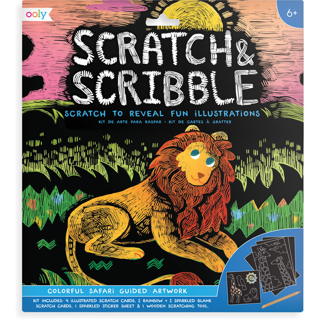 Scratch & Scribble Art Kit, Colorful Safari (Set of 10)