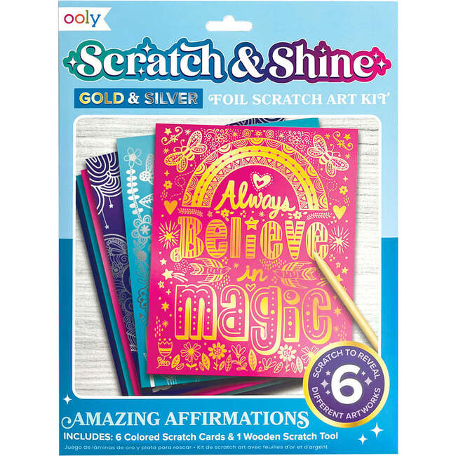 Scratch & Shine Foil Scratch Art Kits, Amazing Affirmations (Set of 7)