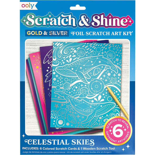 Scratch & Shine Foil Scratch Art Kits, Celestial Skies (Set of 7)