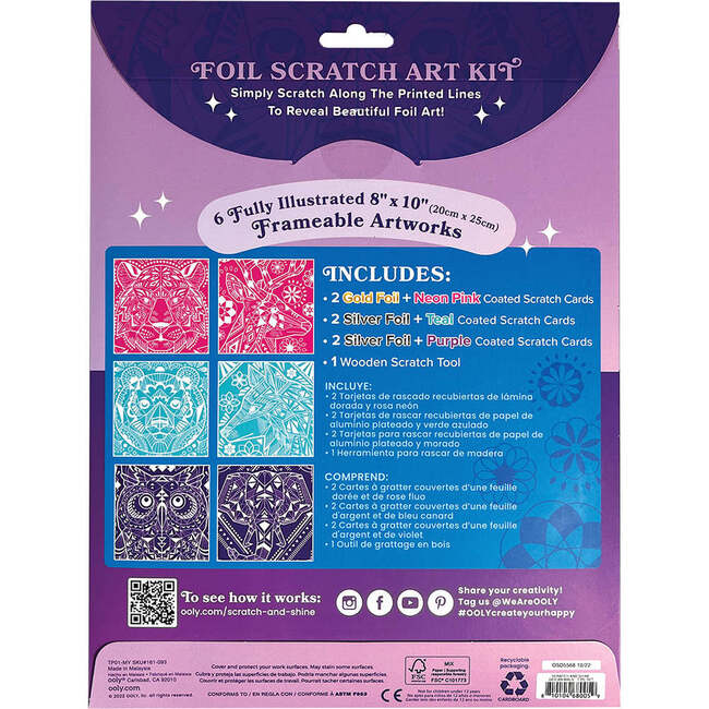 Scratch & Shine Foil Scratch Art Kits, Geo Animals (Set of 7) - Activities - 2