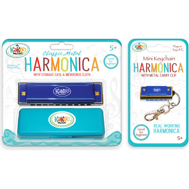 Kako'o Harmonica and Mini Harmonica with Bonus Cloth, Blue