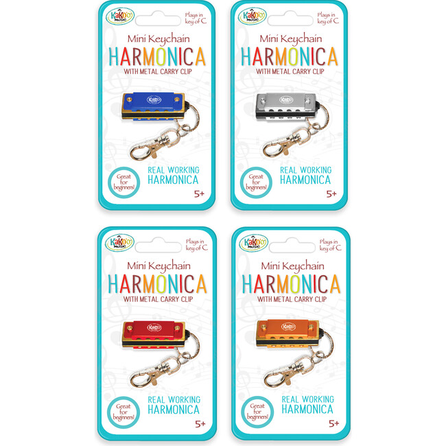 Kako'o Mini Harmonica 4pk Assortment with Bonus Cloth - Musical - 2