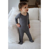 Romper Footie Convertible Pajama, Charcoal - Footie Pajamas - 3