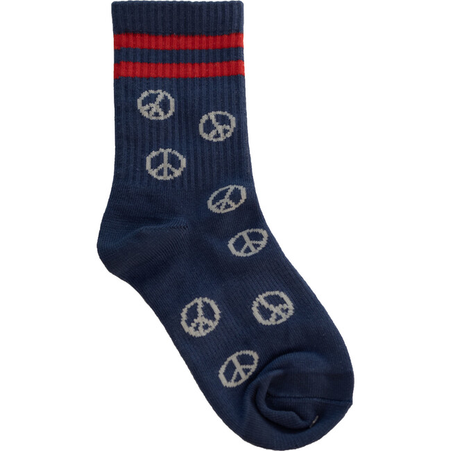 All Over Peace Socks, Navy And Red - Socks - 1