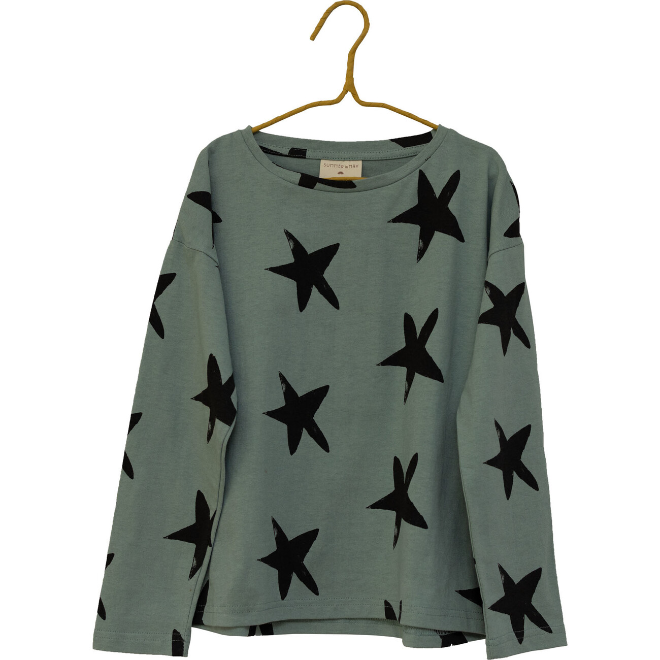 All Over Stars Printed Long Sleeve T-Shirt, Green - Summer All Over Stars Printed Long Sleeve T-Shirt, Green - Summer