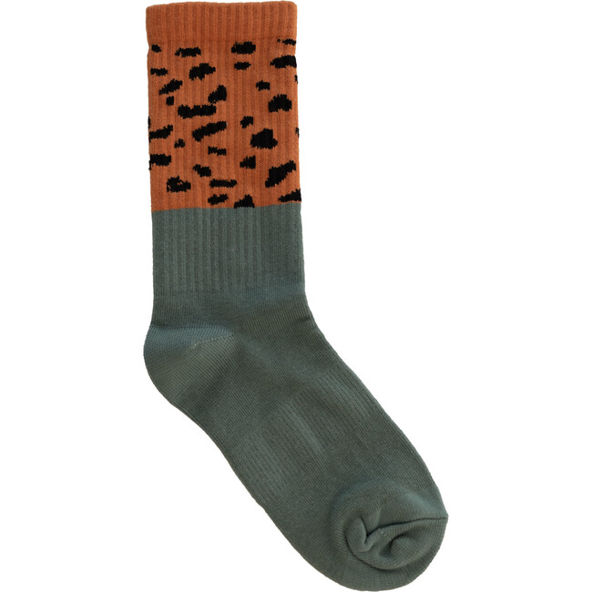 Cheetah Paw Printed Socks, Bottle Green - Socks - 1