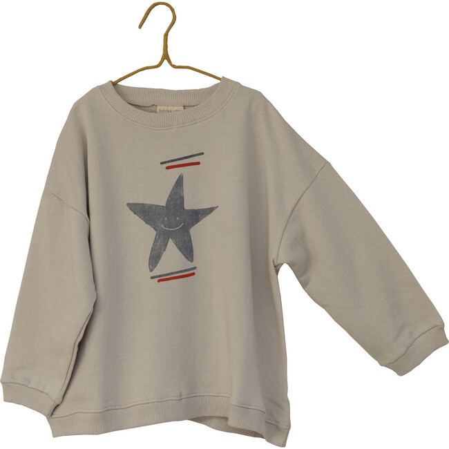 Star Printed Oversized Sweatshirt, Dove Grey