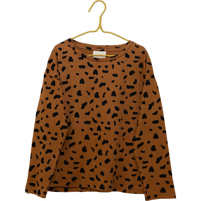 Cheetah Printed Long Sleeve T-Shirt, Tan