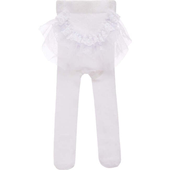 Tulle Ruffle Tights, White - Tights - 3