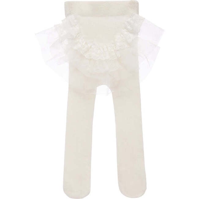 Tulle Ruffle Tights, Cream - Tights - 3