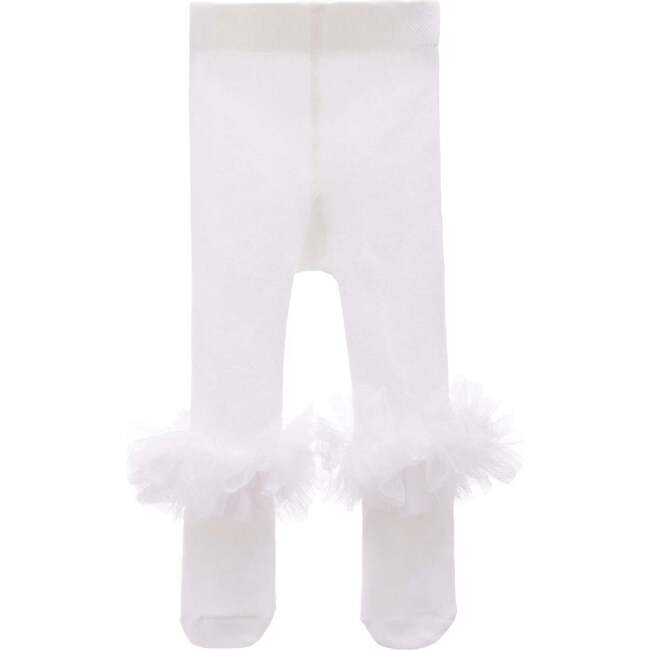 Ankle Ruffle Tights, White