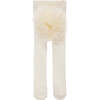 Ruffle Pom Tail Tights, Cream - Tights - 3