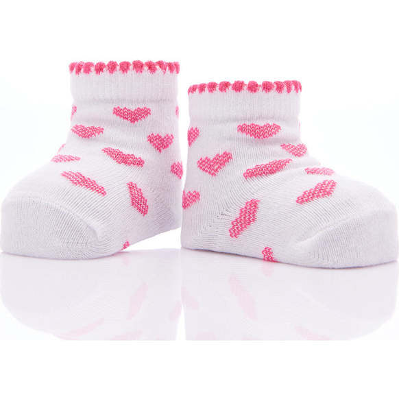 Heart Print 3-Piece Socks Set, Pink - Socks - 3