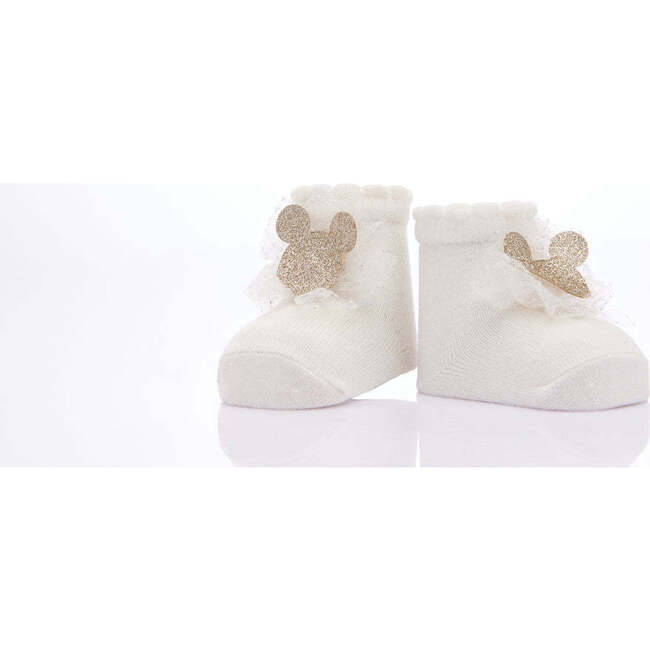 Glitter Mouse Tulle 3-Piece Cotton Socks Set, Pink - Socks - 3