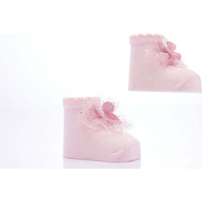 Glitter Mouse Tulle 3-Piece Cotton Socks Set, Pink - Socks - 7
