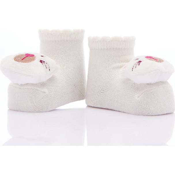 Animal Plush 3-Piece Cotton Socks Set, Cream - Socks - 4