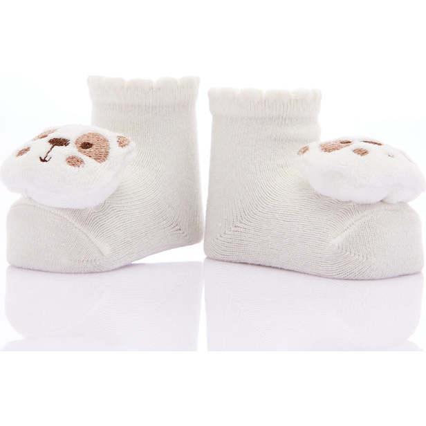 Animal Plush 3-Piece Cotton Socks Set, Cream - Socks - 5