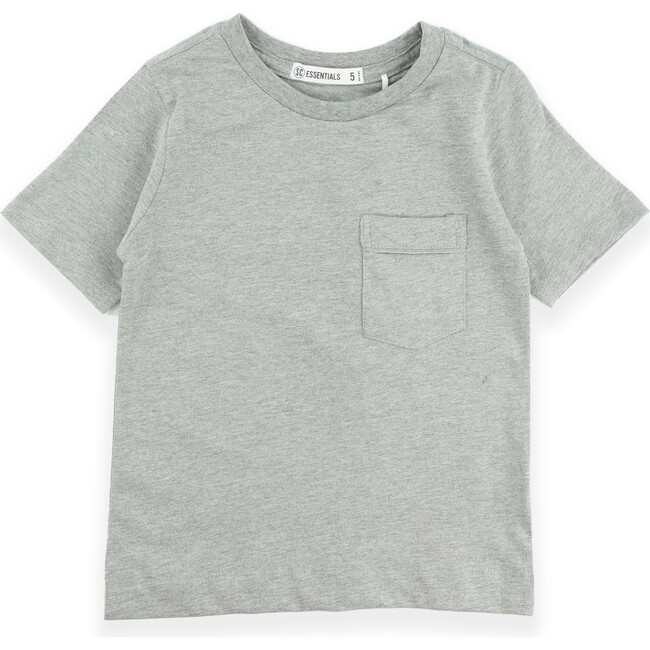 Classic Crew Neck Tee With Chest Pocket, Heather Grey - T-Shirts - 1
