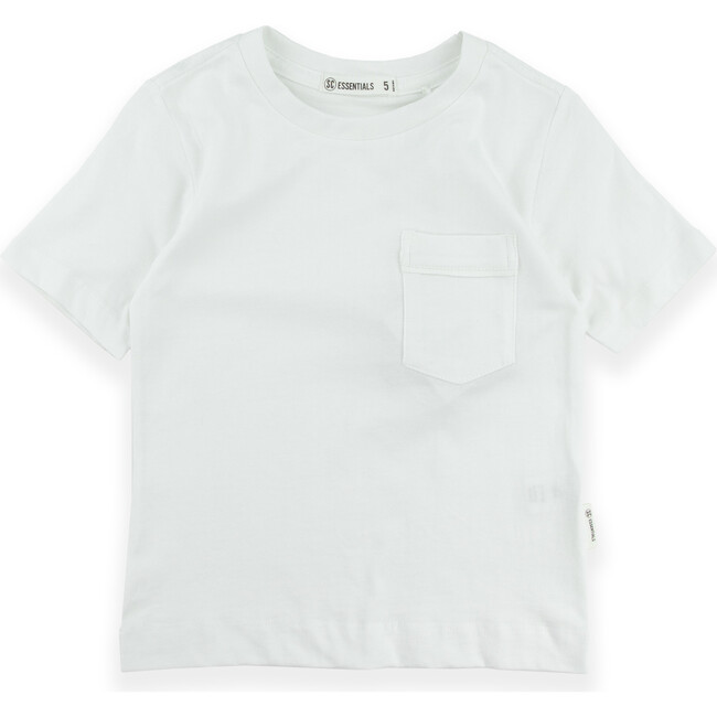 Classic Crew Neck Tee With Chest Pocket, White - T-Shirts - 1
