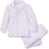 Pajama Set With Pearl Buttons, Lavender French Ticking - Pajamas - 1 - thumbnail