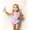 Ruffled Romper, Lavender French Ticking - Rompers - 2