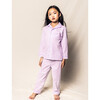 Pajama Set With Pearl Buttons, Lavender French Ticking - Pajamas - 3 - thumbnail