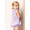 Ruffled Romper, Lavender French Ticking - Rompers - 3